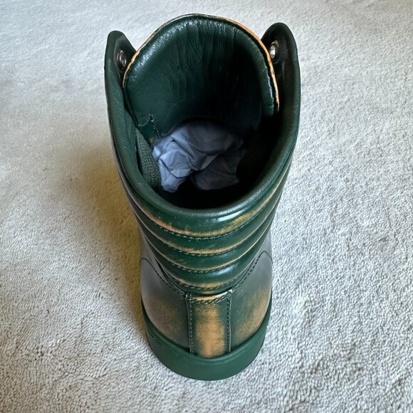 Limited Edition GUCCI Signature WEB Burnish Leather SNEAKERS Size 7.5 G | 8.5 US - Picture 5 of 16